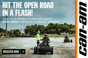 Read more about the article Take your riding course and get a $500 credit towards a 3-wheel vehicle – ATV