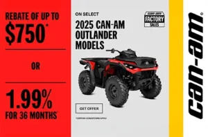 Read more about the article Rebate of up to $750 or 1.99% for 36 months on select 2025 Can-Am Outlander models – Side x Side